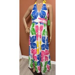 Lilly Pulitzer Maxine Printed Maxi Dress 6 Painters Block White Multi Halter